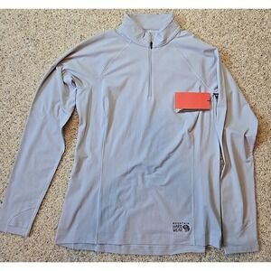 Mountain Hardwear Mountain Stretch 1/2 Zip Long Sleeve Womens M Gray NEW